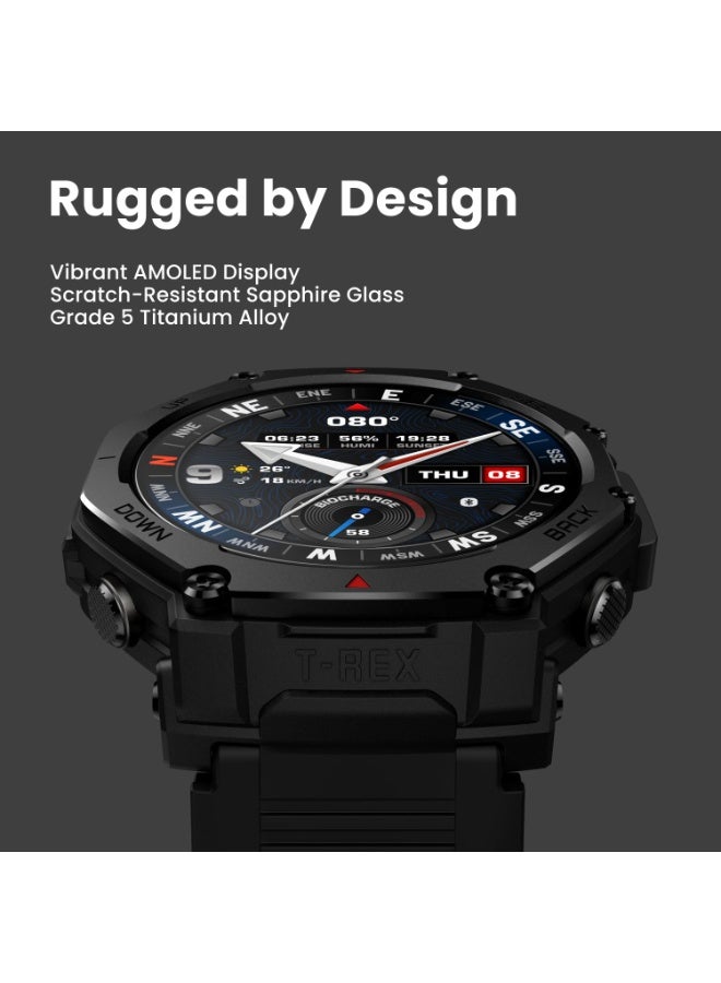 ساعة ذكية خارجية T-Rex 3 برو 48 مم شاشة AMOLED ياقوتية، إطار تيتانيوم، GPS مزدوج النطاق، خرائط غير متصلة، بطارية لمدة 25 يوم، مصباح يدوي مدمج، 10 ATM، أكثر من 180 وضع رياضي - Image 2